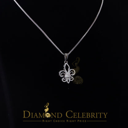 DiamondCelebritees Sterling 925 Silver Fleur de Lis White Shape Pendant with 0.93ct Cubic Zirconia