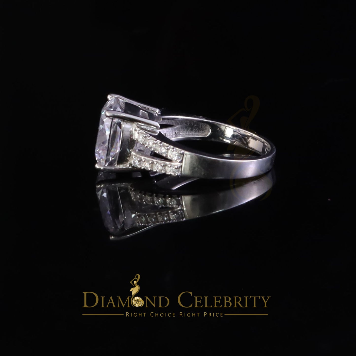 DiamondCelebritees 925 Silver 12.50CT White Cushion Cut 9 CZ Engagement Ring Women's Size 7.5