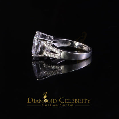 DiamondCelebritees 925 Silver 12.50CT White Cushion Cut 9 CZ Engagement Ring Women's Size 7.5