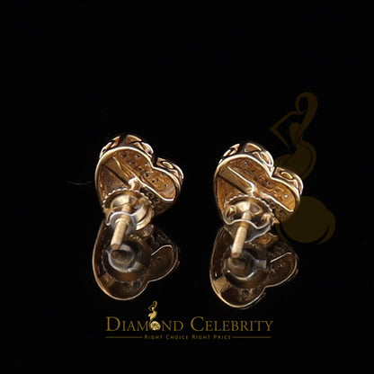 DiamondCelebritees Micro Pave Heart 925 Yellow Silver 0.10ct Real Diamond Women's /Men's Earring