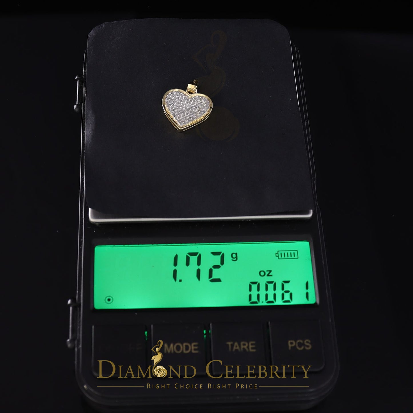 DiamondCelebritees  Real 0.25ct Diamond 925 Sterling Silver HEART Charm Necklace Yellow Pendant