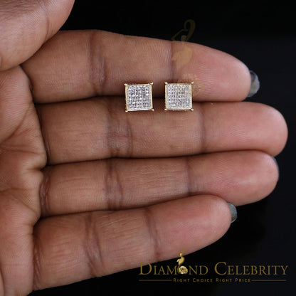 DiamondCelebritees 0.20ct Diamond Collection Yellow 925 Sterling Silver Women & Men Square Earrings