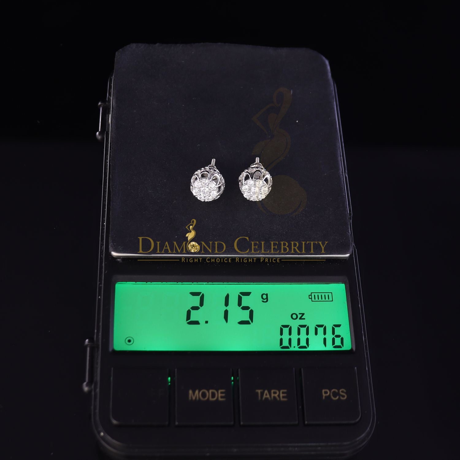 DiamondCelebritees  1.14ct Cubic Zirconia 925 White Silver Women's & Men's Hip Hop Flower Earrings