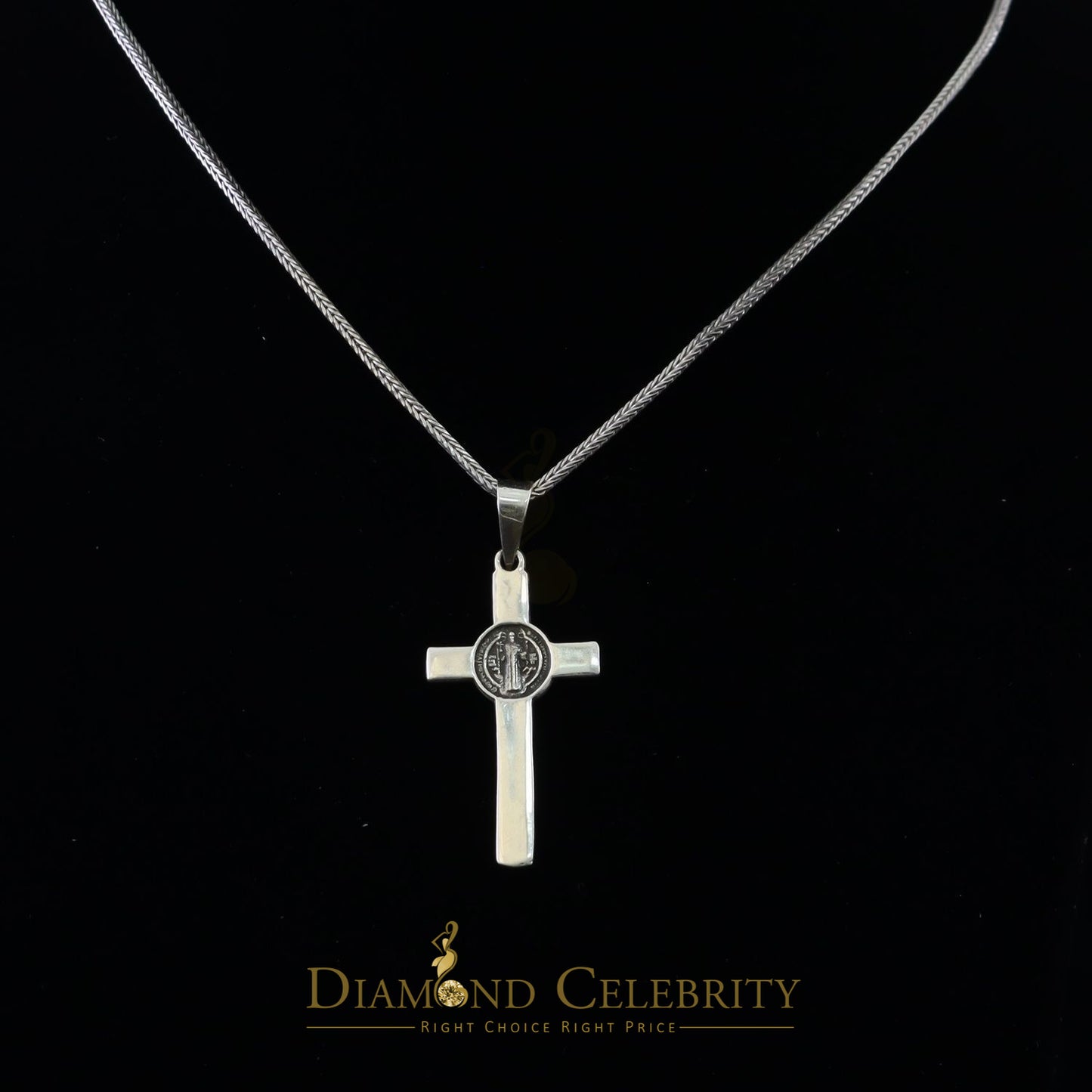 DiamondCelebritees 925 Sterling Silver Men's/Women's Jesus Cross Pendant White Religious