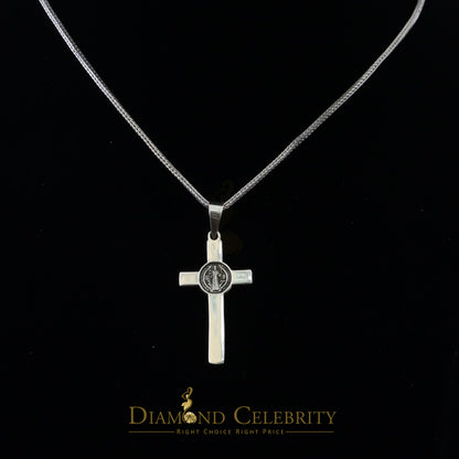 DiamondCelebritees 925 Sterling Silver Men's/Women's Jesus Cross Pendant White Religious