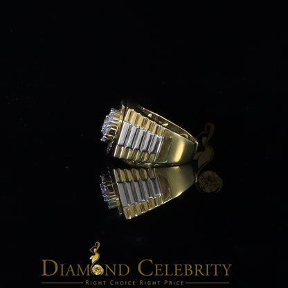 DiamondCelebritees Men's Yellow 925 Sterling Silver 1.80ct Round Cubic Zirconia Ring Size 8