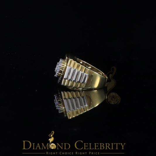 DiamondCelebritees Men's Yellow 925 Sterling Silver 1.80ct Round Cubic Zirconia Ring Size 8