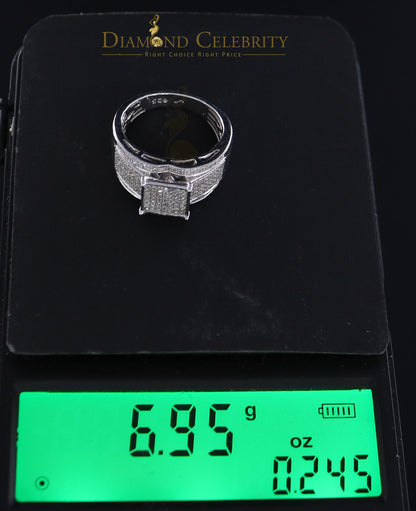 DiamondCelebritees 0.33 CT Real Diamond 925 Sterling White Silver Shine Womens Square Ring Size 7