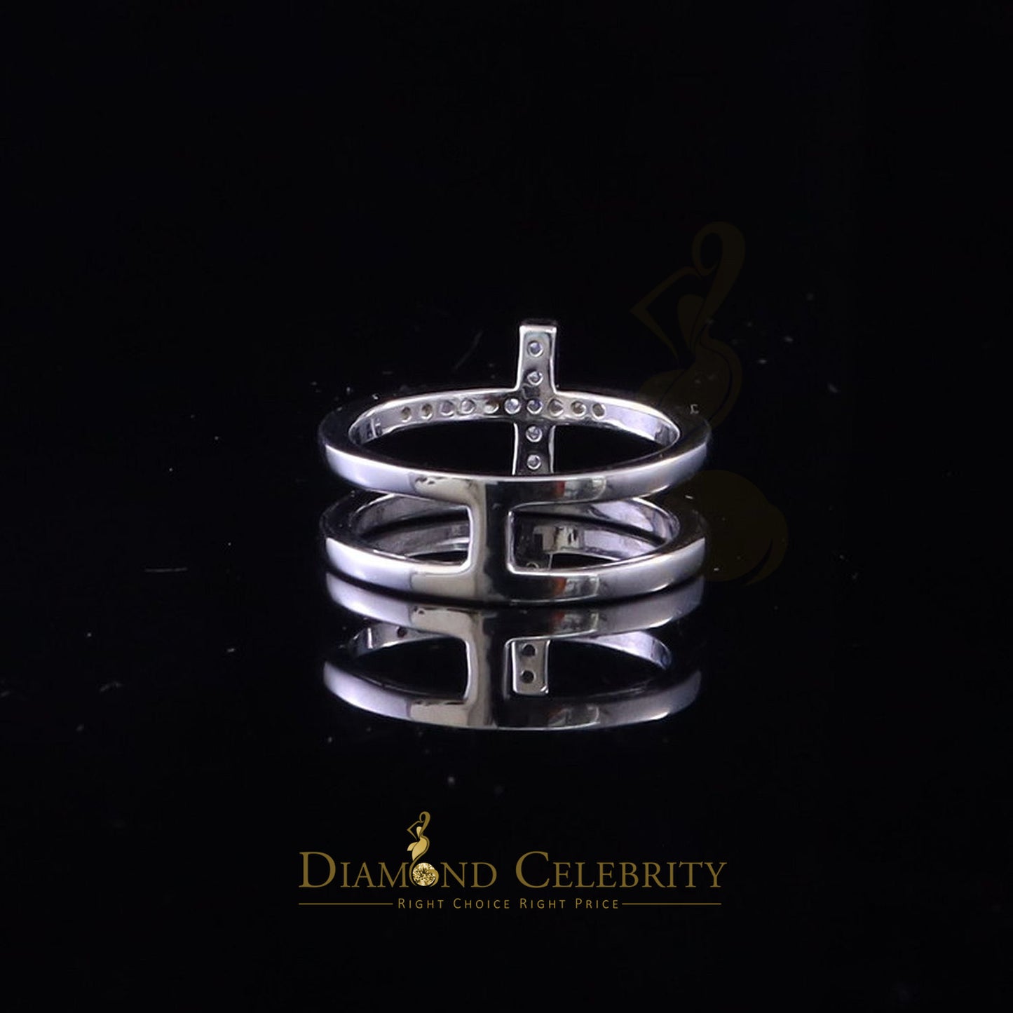 DiamondCelebritees 925 Sterling White Silver 0.20ct Cubic Zirconia Cross Shape Womens Ring Size 6.5