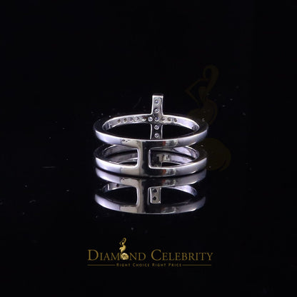 DiamondCelebritees 925 Sterling White Silver 0.20ct Cubic Zirconia Cross Shape Womens Ring Size 6.5