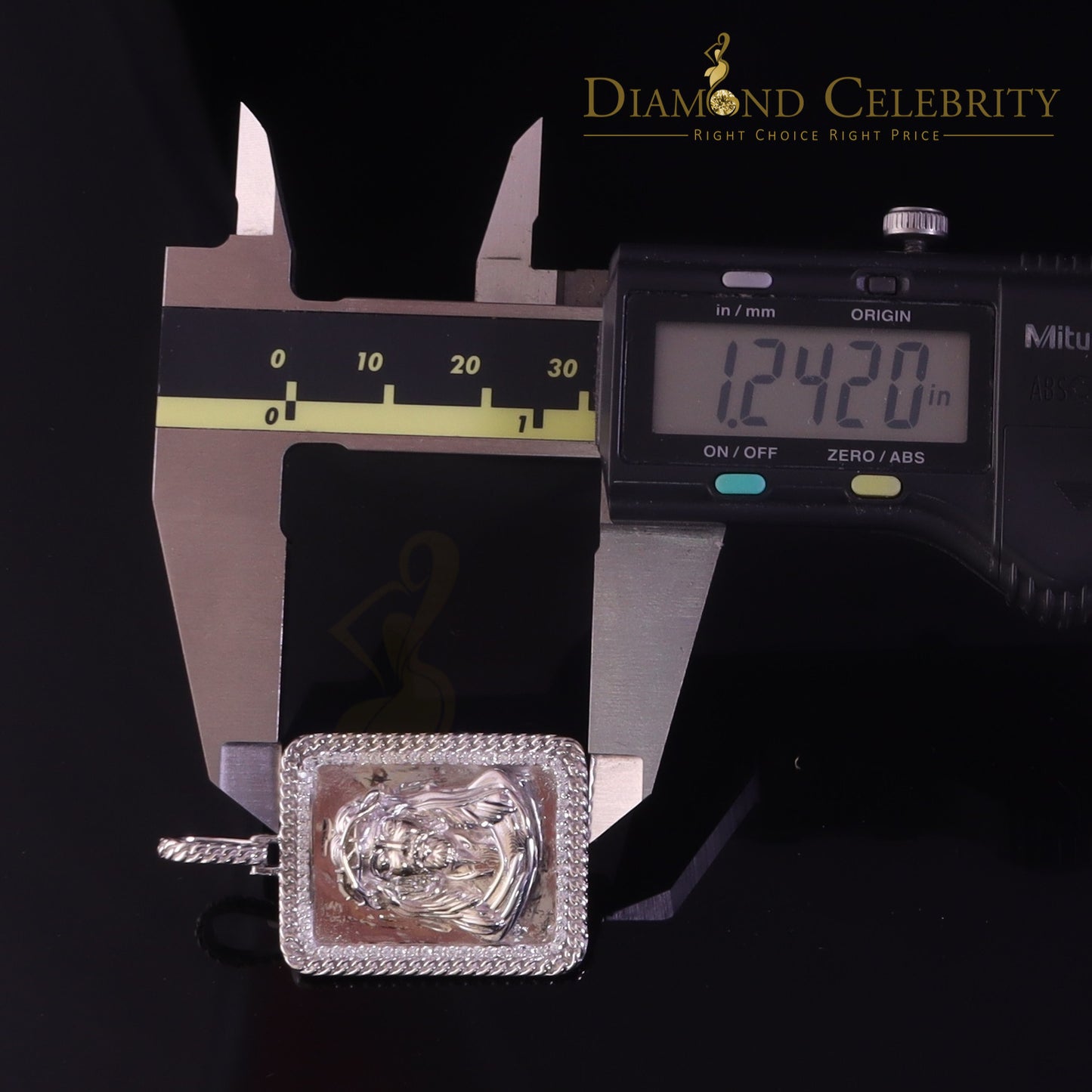DiamondCelebritees Men's Square JESUS White 925 Sterling Silver 0.66ct CZ '1.00'inch 3D Pendant