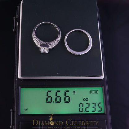 DiamondCelebritees White Sterling Silver Square Cubic Zirconia 1.11ct Womens Fashion Ring Size 7