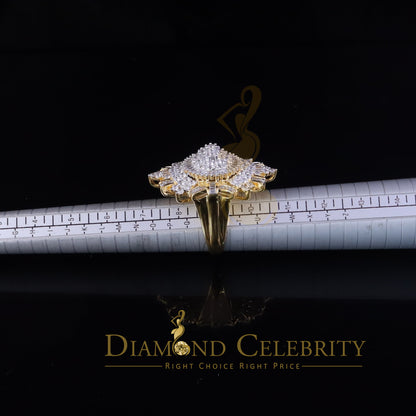 DiamondCelebritees 11.00ct Cubic Zirconia 925 Sterling Silver Yellow Cocktail Womens Ring Size 9