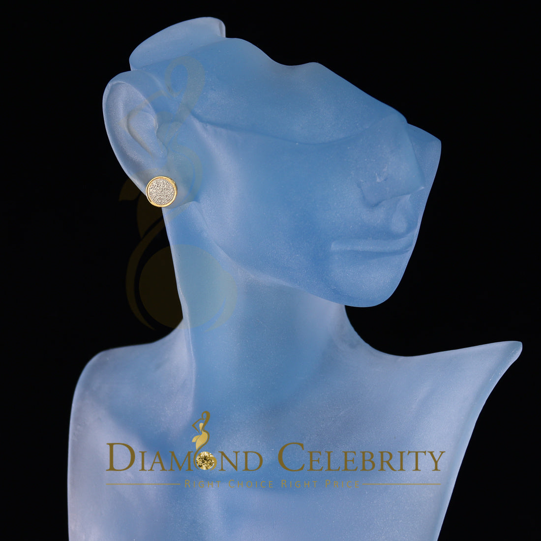 DiamondCelebritees 10K Real Yellow Gold with Real 0.15ct Diamonds Round Stud Earrings