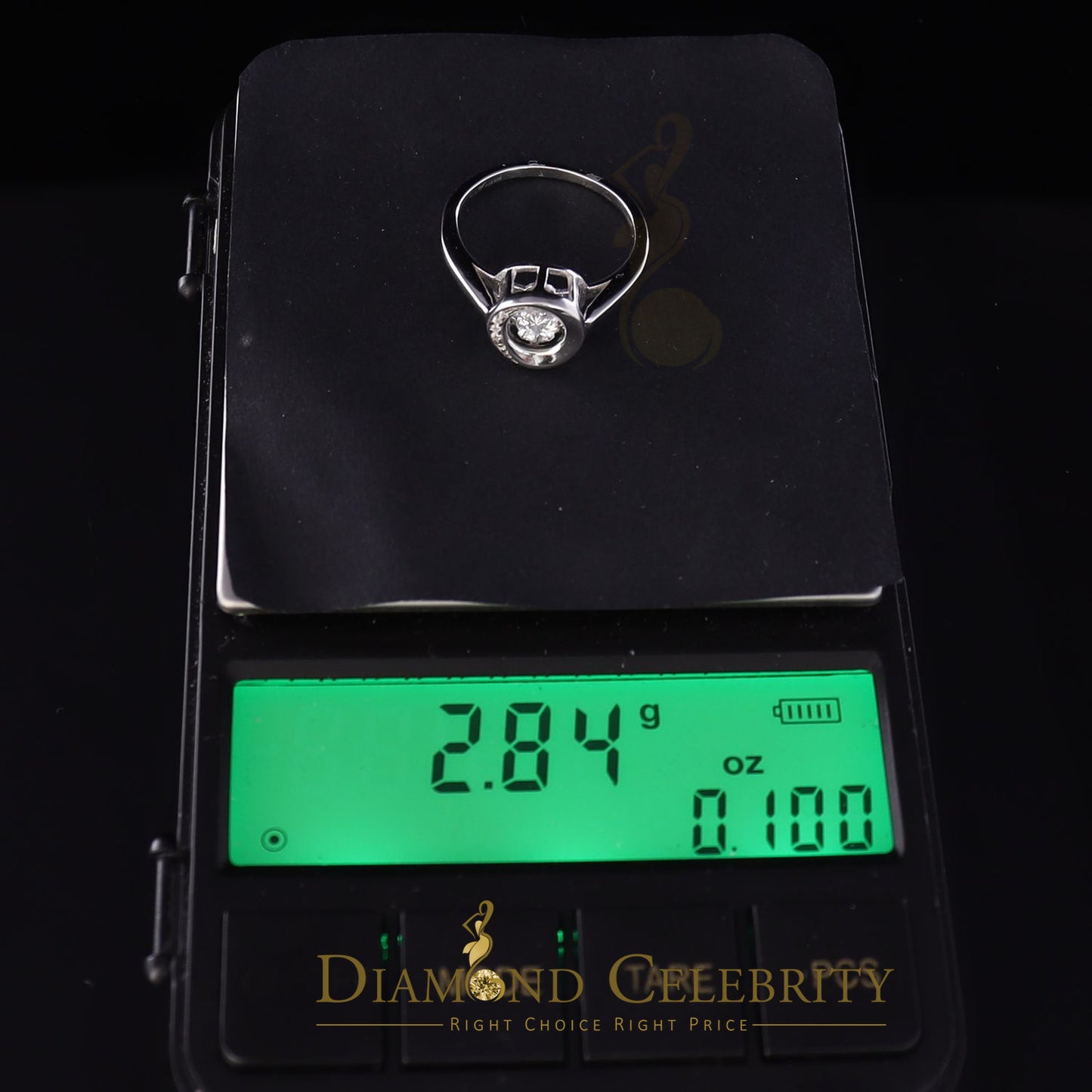 DiamondCelebritees 925 Sterling White Silver Cubic Zirconia Round Women's Ring Size 7.5