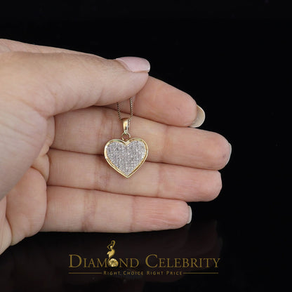 DiamondCelebritees  Real 0.25ct Diamond 925 Sterling Silver HEART Charm Necklace Yellow Pendant