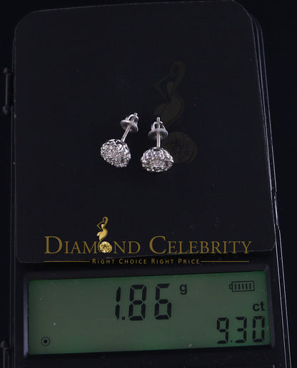 DiamondCelebritees 0.15ct Diamond 925 Sterling Silver White Floral Earrings For Men's / Women's