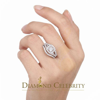 DiamondCelebritees 925 Sterling White Silver Square Cubic Zirconia 1.50ct Bridal Womens Ring Size 7