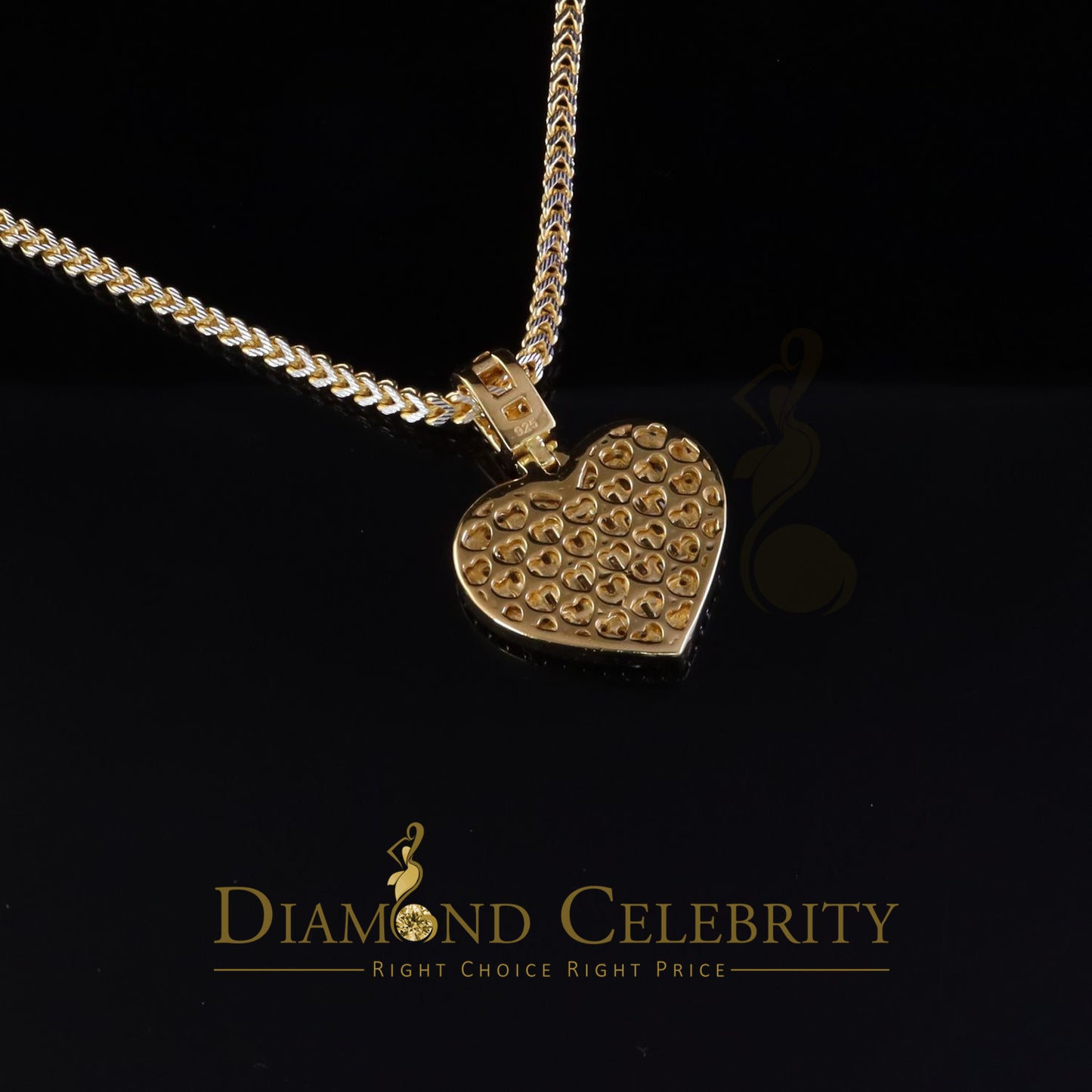 Diamondcelebritees 7.50ct VVS D Clr Moissanite 925 Yellow Silver Baguette Heart Pendant for Women's