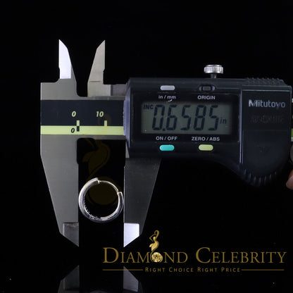 DiamondCelebritees  Mens hip hop white Gold 925 Sterling Silver Iced 2 row Huggie Hoop earrings