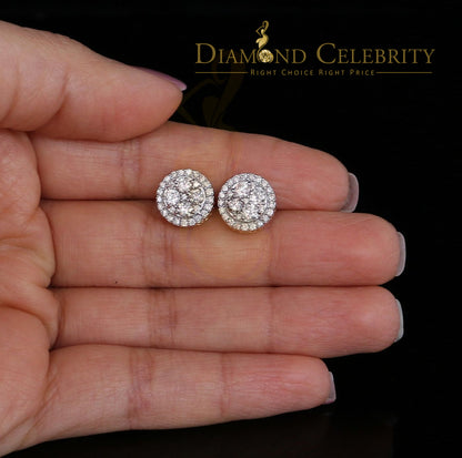 DiamondCelebritees Real Diamond 1.25CT 10K Real Yellow Gold Men's/Women's Stud Round Earring