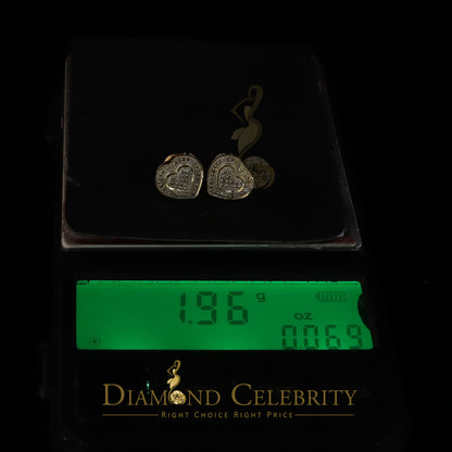 DiamondCelebritees Aretes Para Hombre Heart 925 Yellow Silver 0.20ct Diamond Women's /Men's Earring