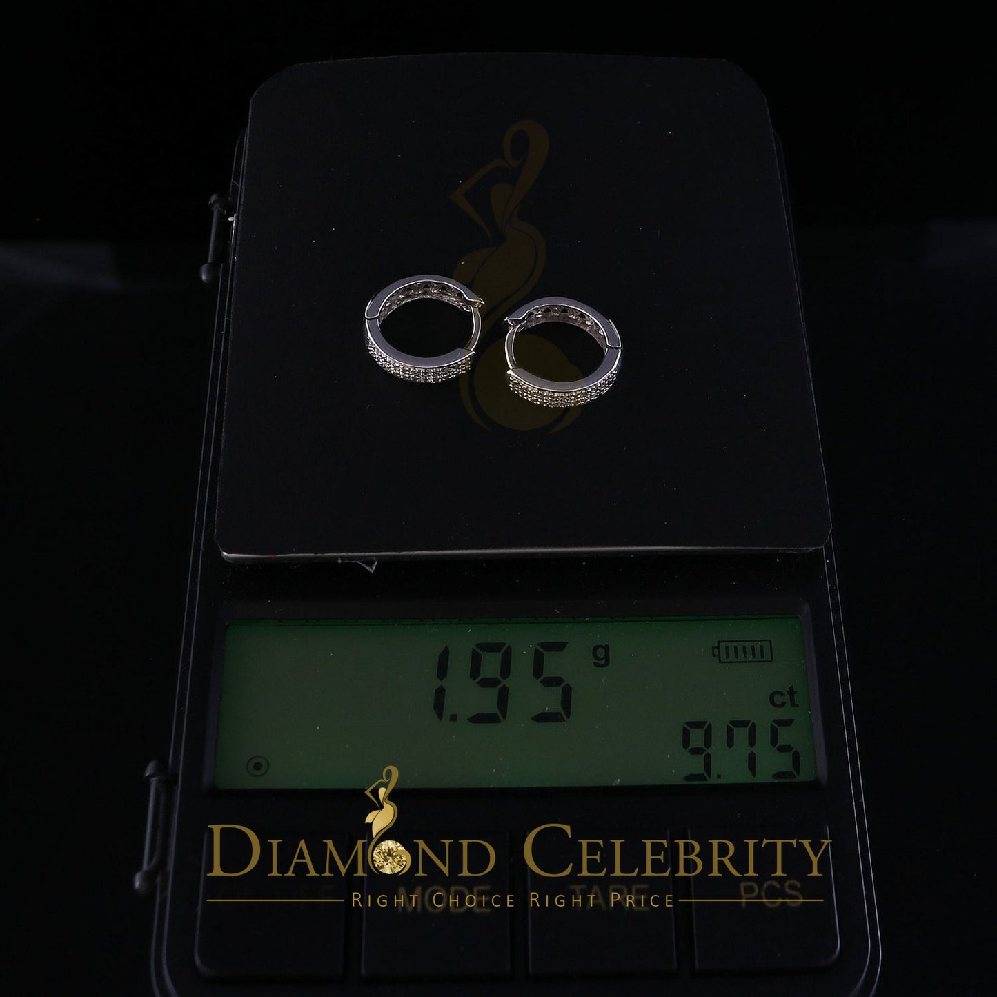 DiamondCelebritees 0.15ct Diamond 925 Sterling Silver White Hoop Stud Earrings For unisex