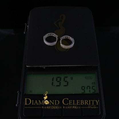 DiamondCelebritees 0.15ct Diamond 925 Sterling Silver White Hoop Stud Earrings For unisex
