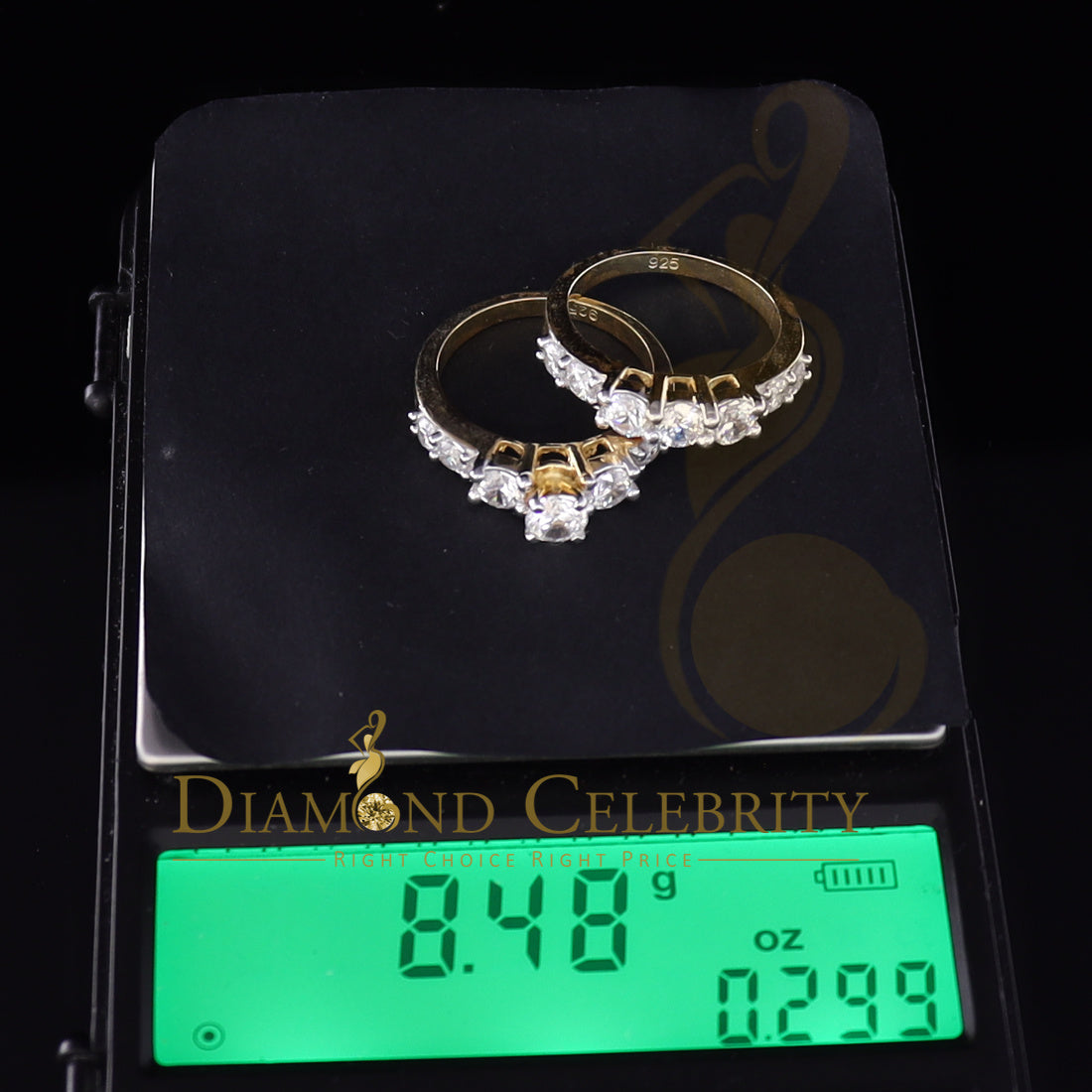 DiamondCelebritees 925 Women's 4.82ct Cubic Zirconia Yellow Silver Bridal Fashion Ring Sz 7