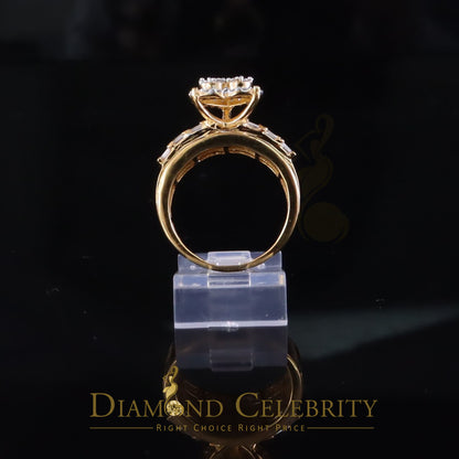 DiamondCelebritees Women's Cinderella Heart Ring Yellow 925 Silver 1.00ct VVS D Moissanite SZ7