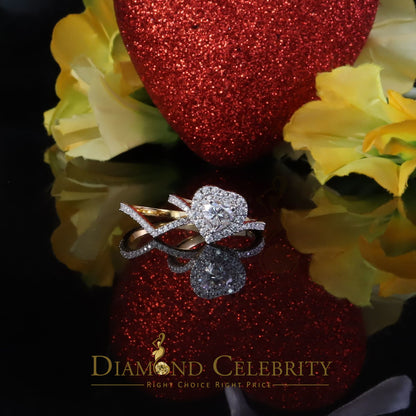 DiamondCelebritees Silver 1.66ct VVS D Heart Shape Moissanite Women Yellow Bridal Heart Ring SZ7