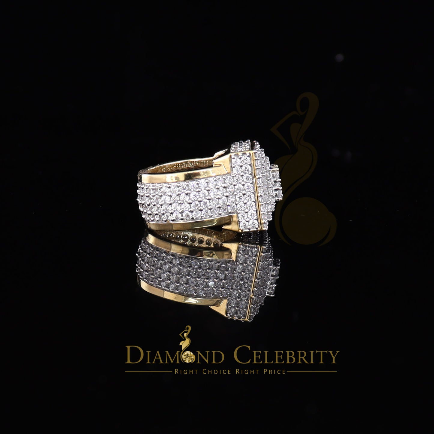 DiamondCelebritees 925 Sterling Yellow Silver 14.0ct Cubic Zirconia Square Womens Gifts Ring Size 8