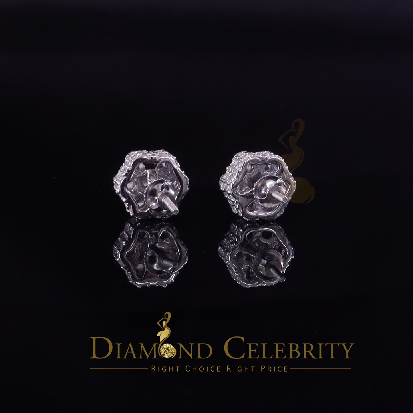 DiamondCelebritees  2.00ct Cubic Zirconia 925 White Silver Sterling Hip Hop Floral Women's Earrings