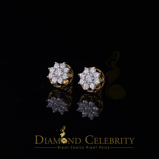 DiamondCelebritees FLORAL Earrings 10k Real Yellow Gold 1.00ct Vvs 'D' Color Genuine Moissanite