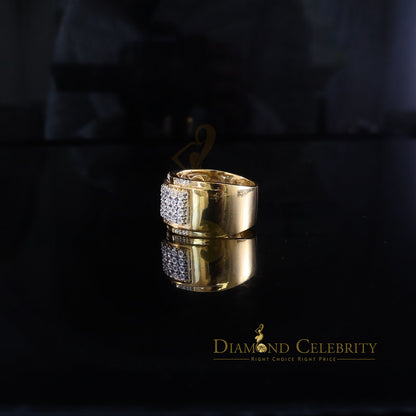 DiamondCelebritees Big 0.25ct Real Diamond 925 Yellow Miracle set Silver Wide Men's Band Ring SZ10