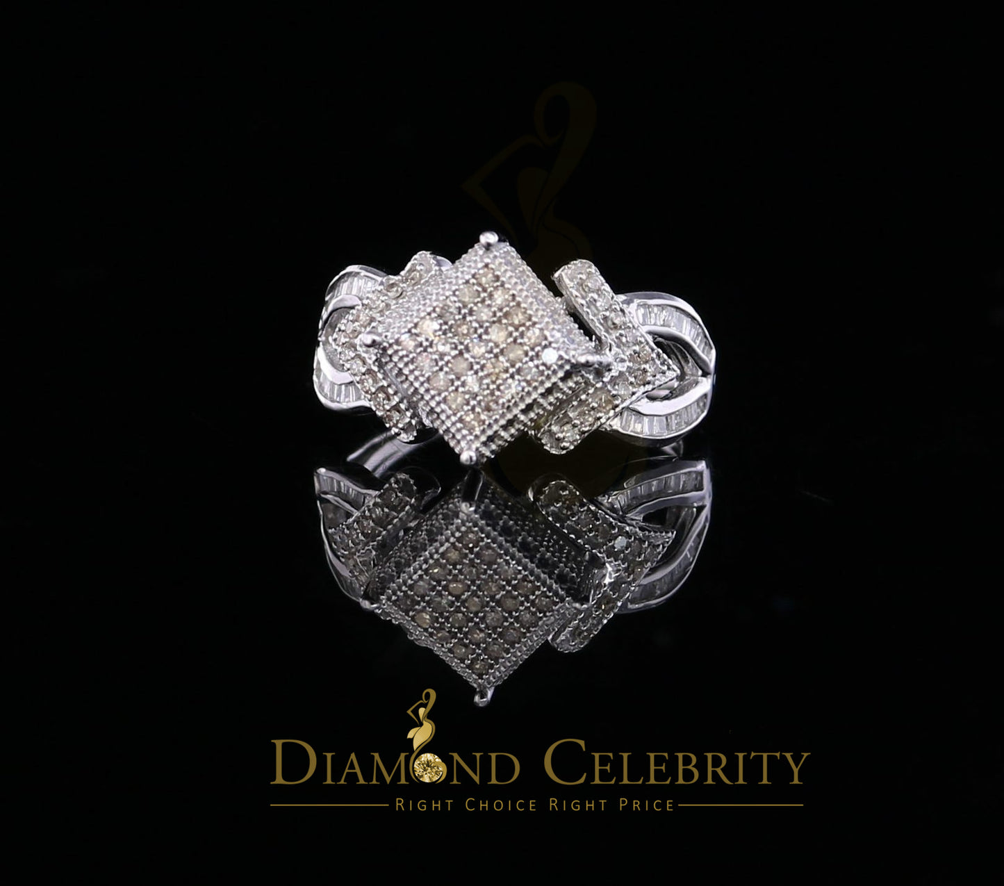 DiamondCelebritees 0.50 CT Real Diamond 925 Silver White Cinderella Womens Ring Size 7
