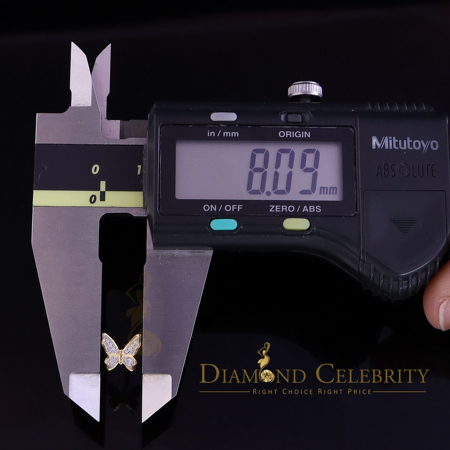 DiamondCelebritees  Women's 0.17ct Cubic Zirconia Butterfly Stud Earrings Yellow 925 Sterling Silver