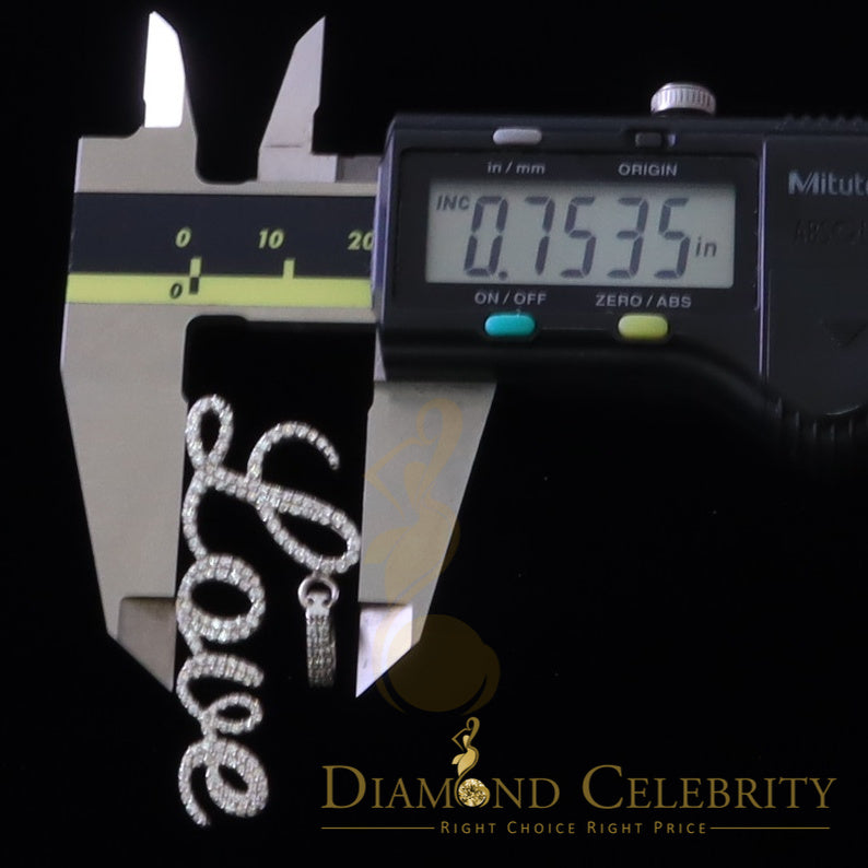 DiamondCelebritees White Attractive" LOVE" Letter 925 Sterling Silver Pendant 2.08ct Cubic Zirconia