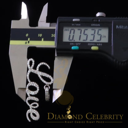 DiamondCelebritees White Attractive" LOVE" Letter 925 Sterling Silver Pendant 2.08ct Cubic Zirconia