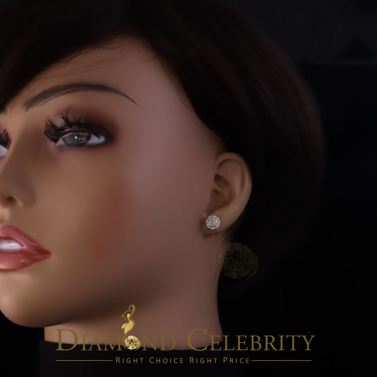 DiamondCelebritees 925 White Sterling Silver 0.10ct Diamond Hexagon Men's/Women's Stud Earrings