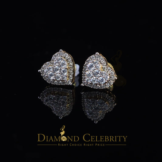 DiamondCelebritees  1.18ct Cubic Zirconia 925 Yellow Sterling Silver Women's Hip Hop Heart Earrings