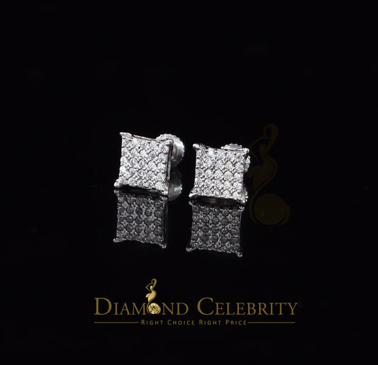 DiamondCelebritees  White 925 Silver Screw Back 0.50ct Cubic Zirconia Square Women Stud Earrings