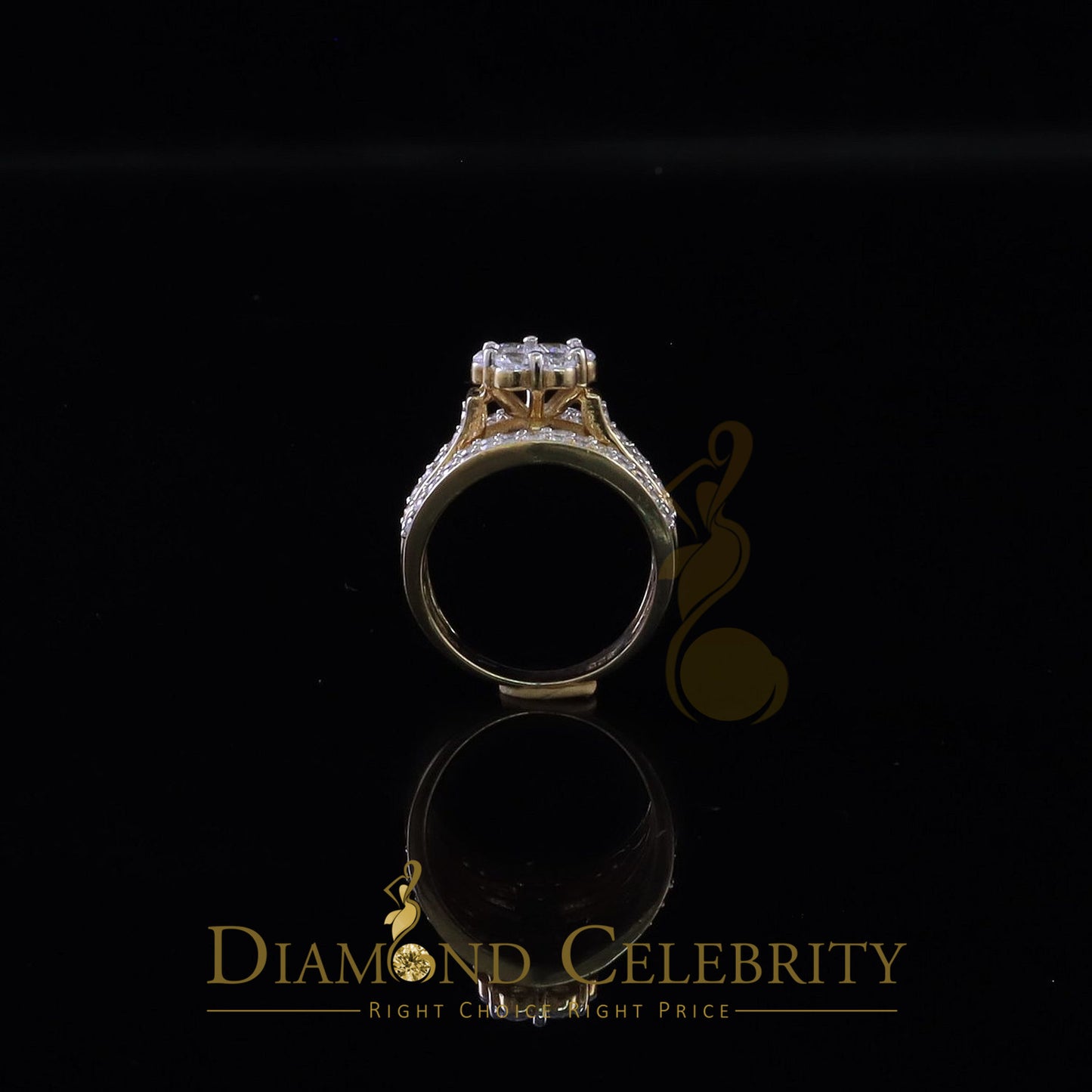 DiamondCelebritees Women's 6.00ct. Cubic Zirconia 925 Yellow Sterling Silver Floral Ring Size 8.5