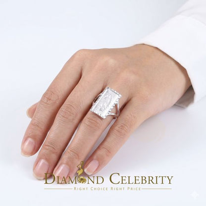 DiamondCelebritees Our Lady Guadalupe White 925 Silver Virgin Merry Protection Shield Ring SZ 6