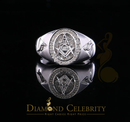 DiamondCelebritees 0.50CT Real Diamond 925 Sterling Silver White Fashion Masonic Men's Ring Size 12