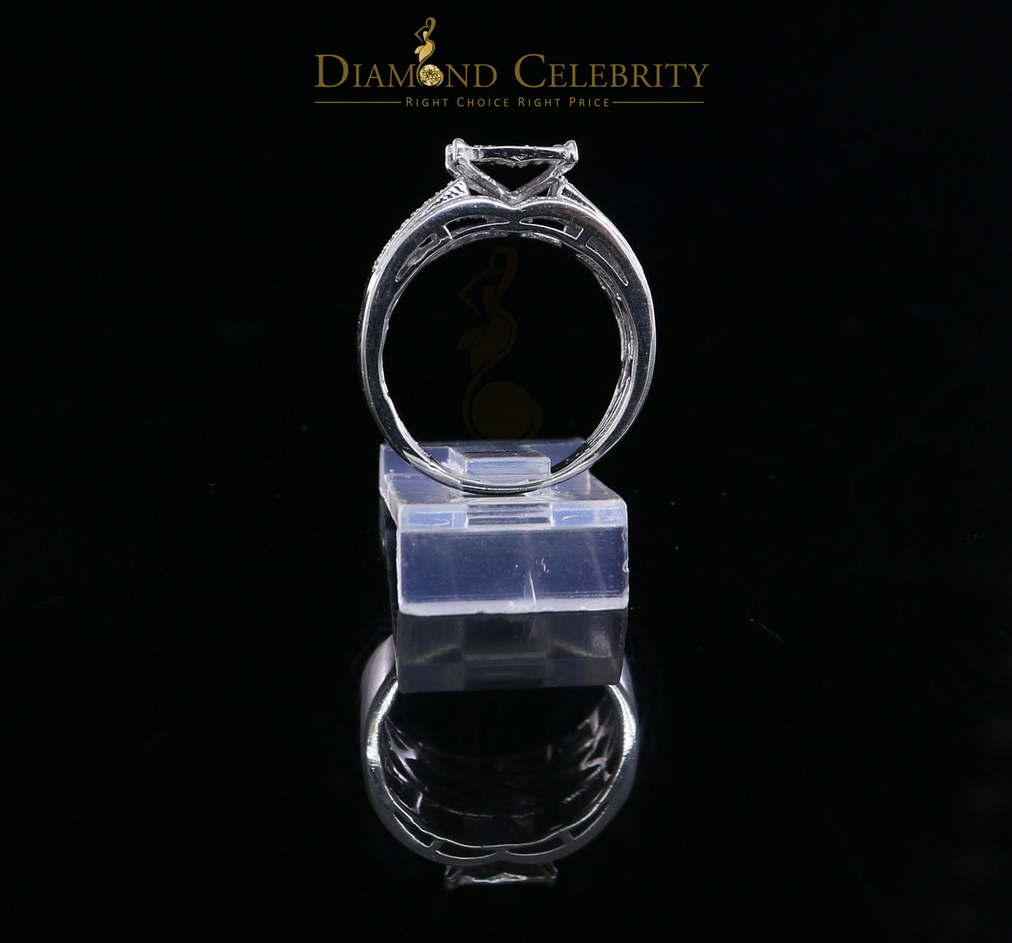 DiamondCelebritees 0.33 CT Real Diamond 925 Sterling White Silver Shine Womens Square Ring Size 7