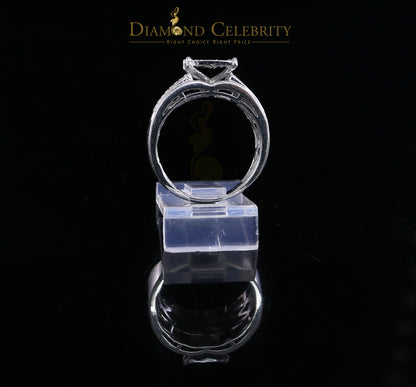 DiamondCelebritees 0.33 CT Real Diamond 925 Sterling White Silver Shine Womens Square Ring Size 7