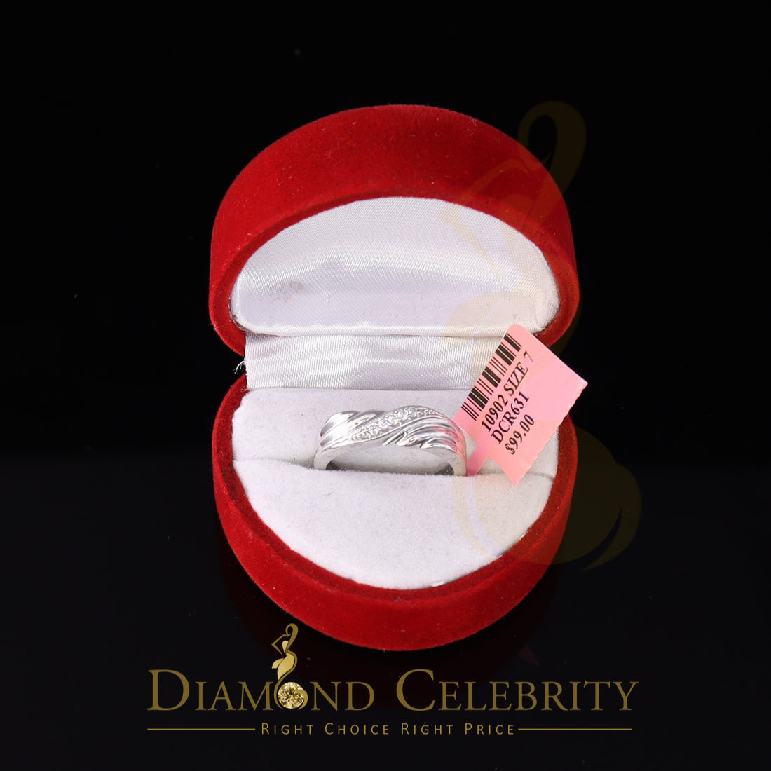 DiamondCelebritees 0.10ct White 925 Sterling Silver Shiny Cubic Zirconia Promise Womens Ring Size 6
