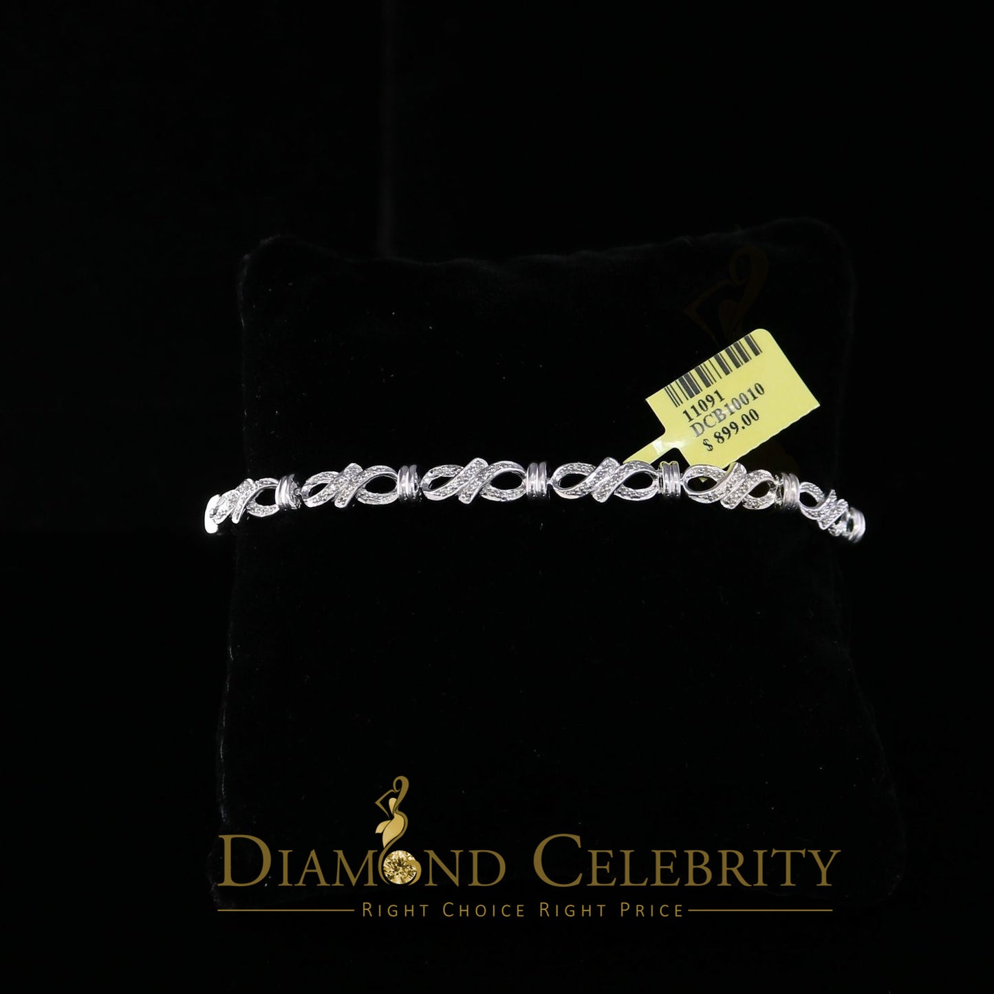 Diamondcelebritees 925 Sterling Silver White Bracelete Size 7 Inch with 0.22CT Genuine Diamonds