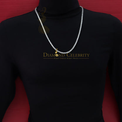 DiamondCelebritees 30ct White Moissanite 925 Silver Tennis Men's Necklace size 22inch & Width 4mm